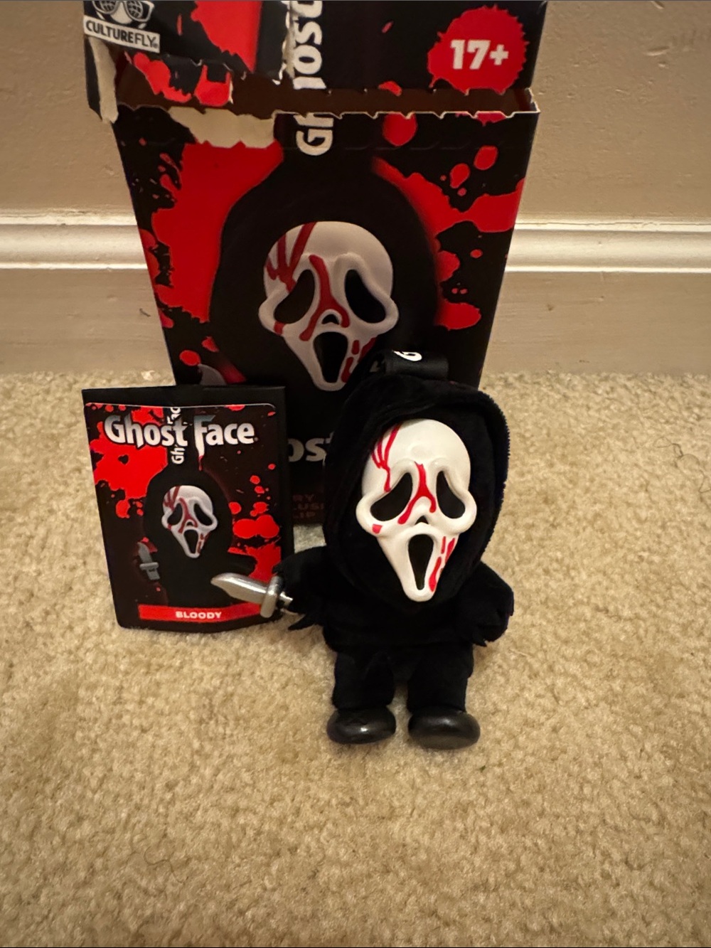 Ghost Face mystery vinyl plush bag clip
